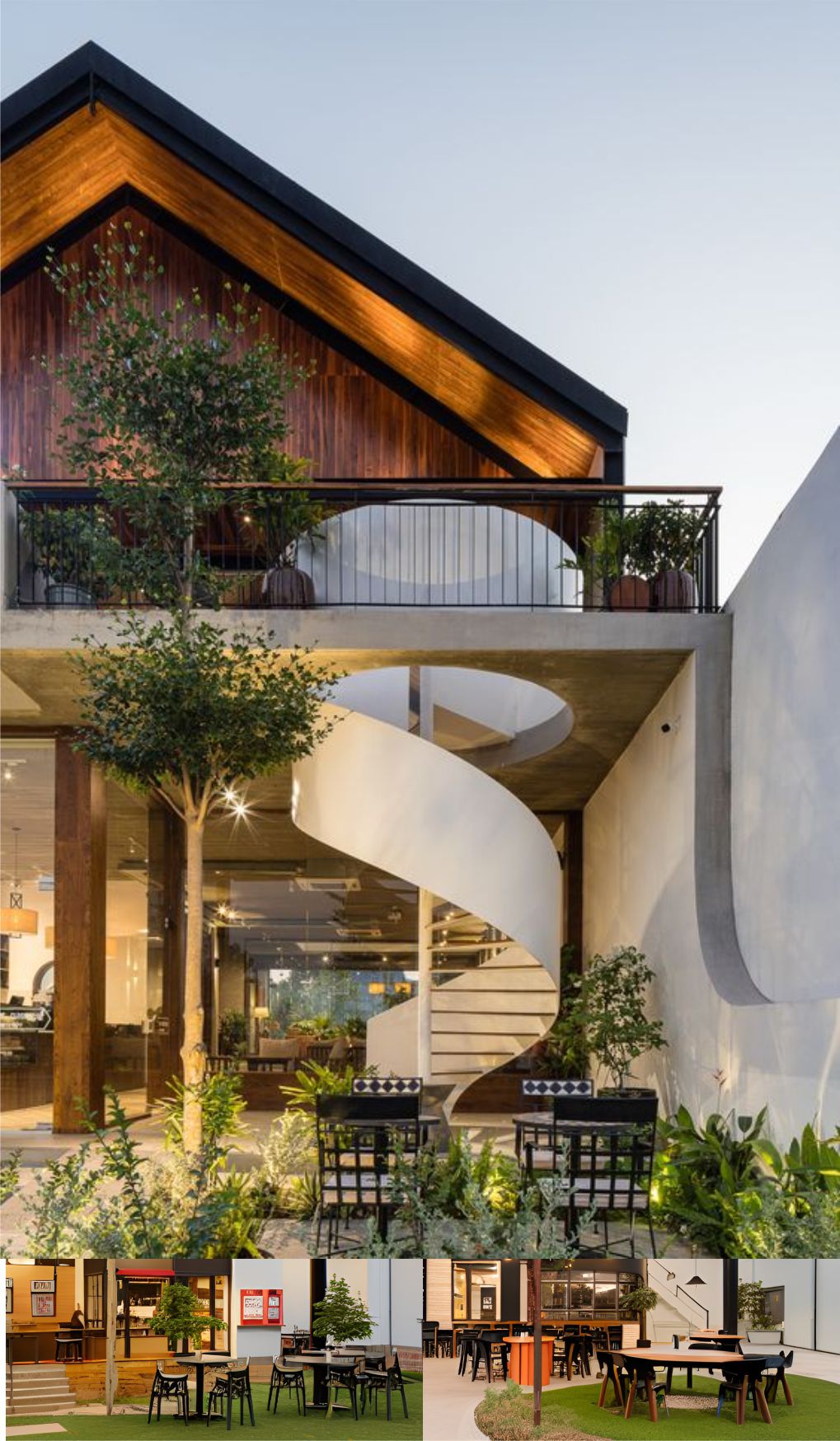 contoh gambar photo desain ruangan kafe ( design interior exterior cafe ) industrial