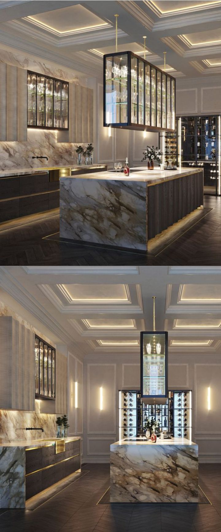 design interior kitchen ( dapur ) classic warna putih solid surface marmer granit lighting warm