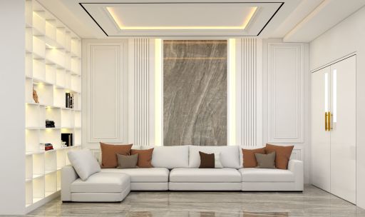 desain ruang tamu livingroom klasik berwarna putih di ampera jakarta selatan / design classic livingroom interior ampera - jakarta selatan 0027a