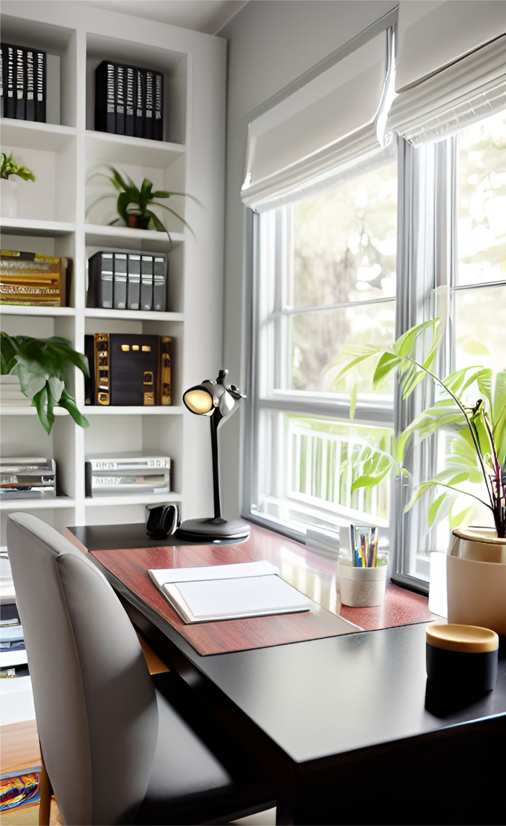 design interior office ( kantor ) office minimalis dengan sentuhan tropis tumbuhan hijau asri 