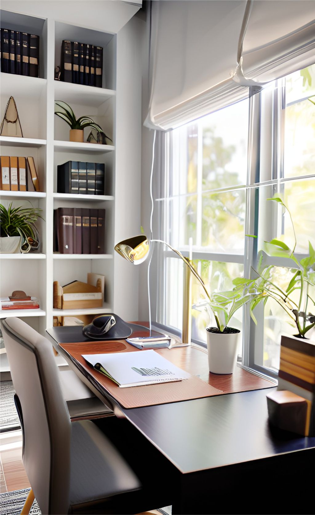 design interior office ( kantor ) office minimalis dengan sentuhan tropis tumbuhan hijau asri 