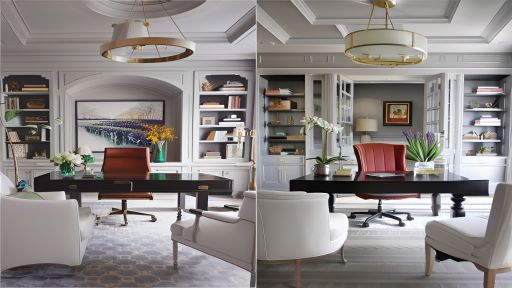 desain ruangan kantor klasik modern warna putih ( design interior office modern classic )