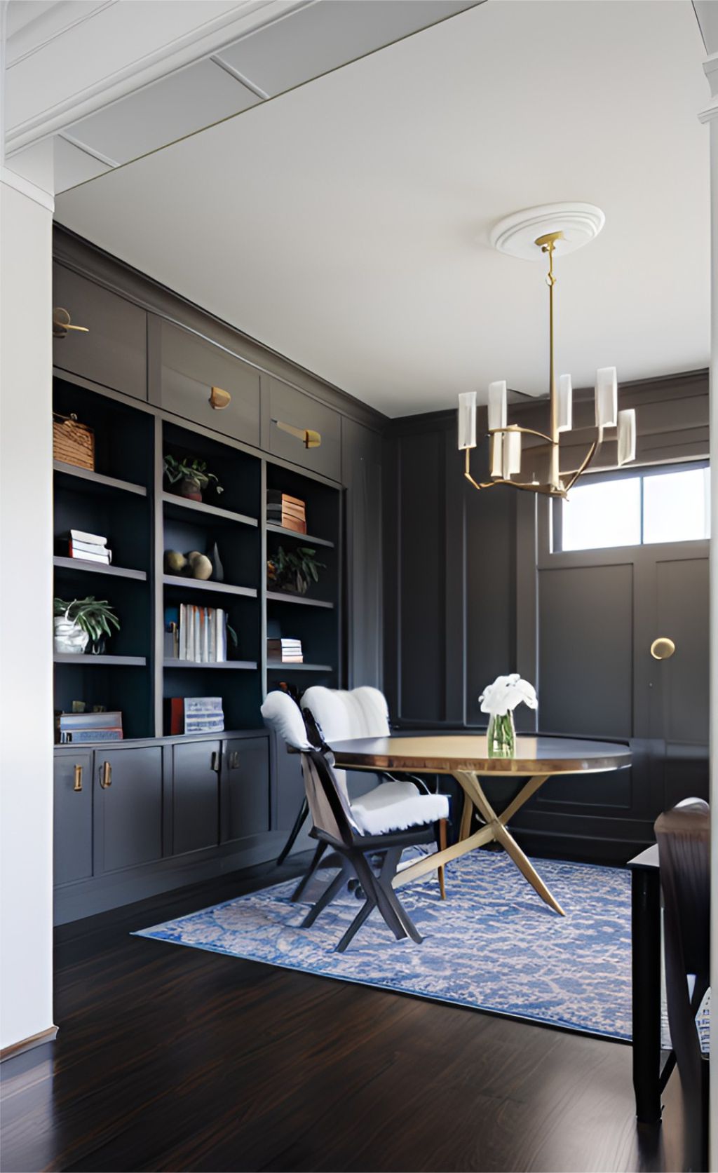 desain ruangan kantor klasik hitam bahan hpl finishing duco ( design interior office classic modern )