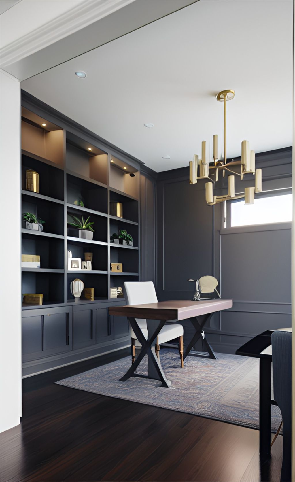 desain ruangan kantor klasik hitam bahan hpl finishing duco ( design interior office classic modern )