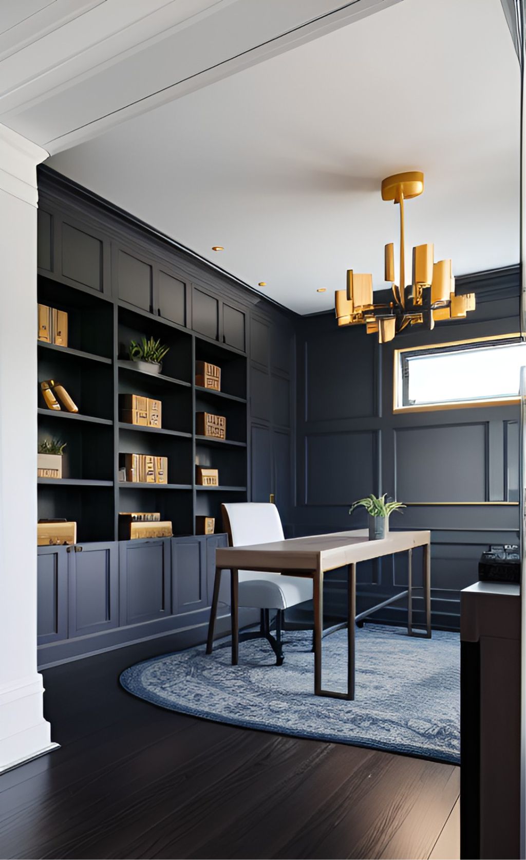 Desain ruang kantor klasik modern warna hitam ( design interior office modern classic )