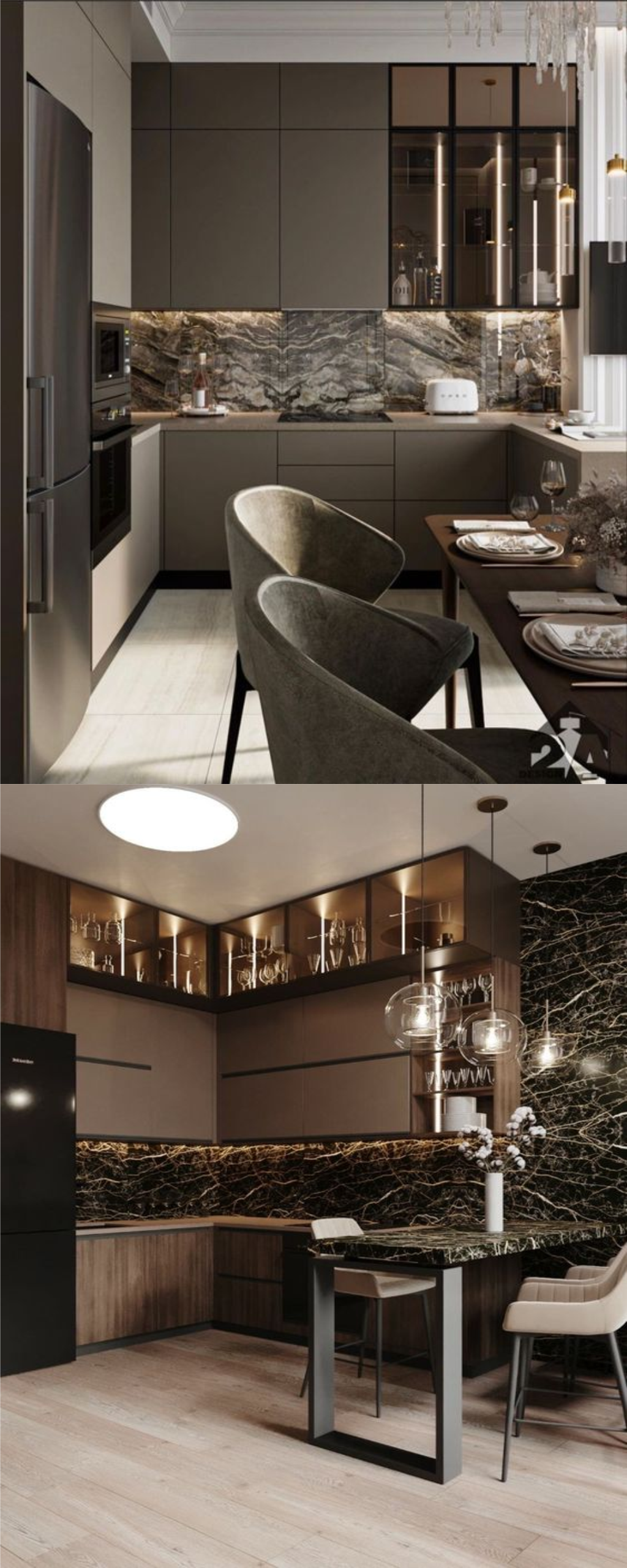 Design Interior Kitchen Modern HPL Solid Surface Black Jakarta Pusat