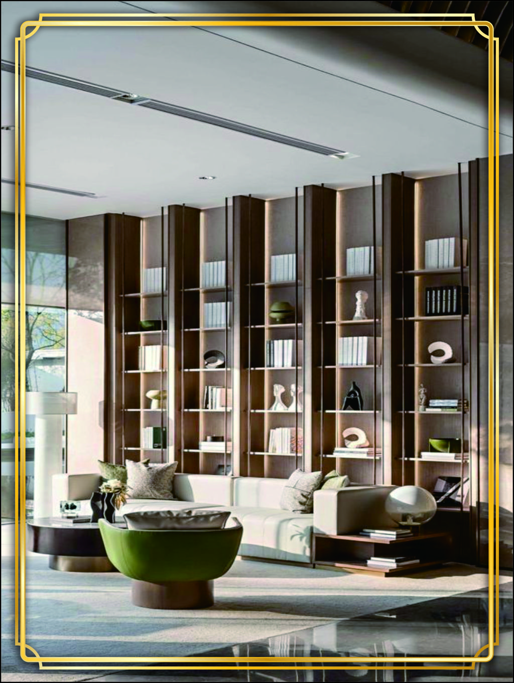 design interior modern minimalis bahan HPL tekstur kayu finishing duco flooring karpet warna coklat muda , coklat tua dan hitam