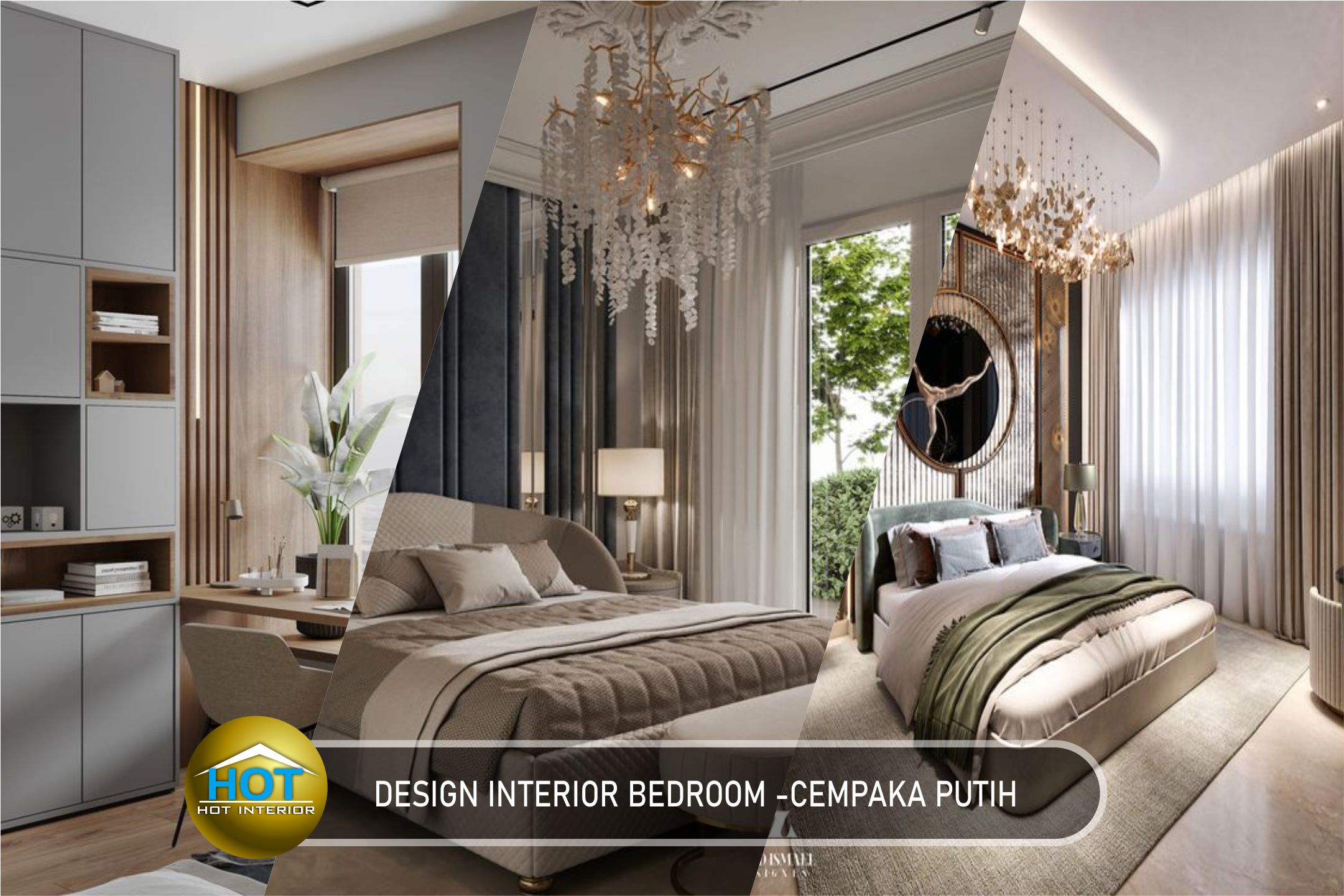 design interior kamar tidur ( bedroom ) bertema warna hangat mewah di gambir - jakarta pusat